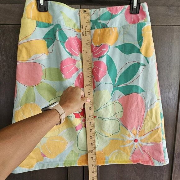 Talbots Floral Colorful Flowers Print Stretch A Line Skirt Pockets Womens 10 - Picture 7 of 11